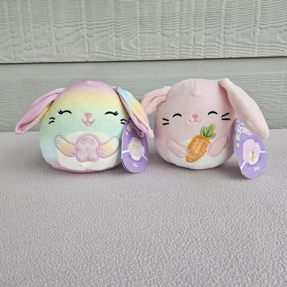 Squishmallow Bop Wu Easter Bunny Rabbit Plush 4 1/2" Pink Rainbow Pastel Egg